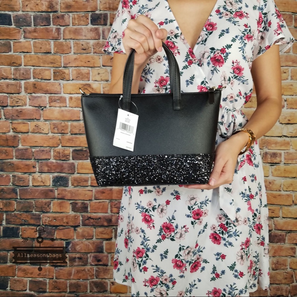 Kate spade Ina Greta court black glitter satchel - Picture 3 of 7